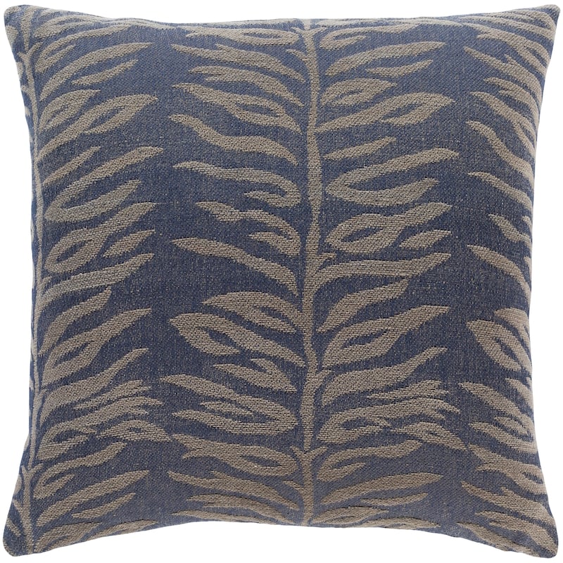Mauro Jacquard Fern Cotton Throw Pillow - Dark Blue - 20"x20" with Poly Insert