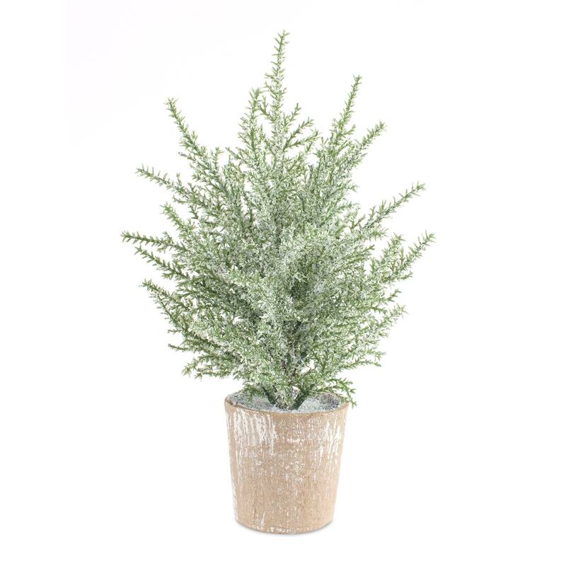 Set of 6 Potted Frosted Pine Artificial Christmas Tree, Unlit