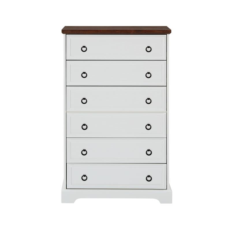 GDFStudio - Wash Modern 6-Drawer Tall Dresser with Textured Borders and Easy-Pull Handles