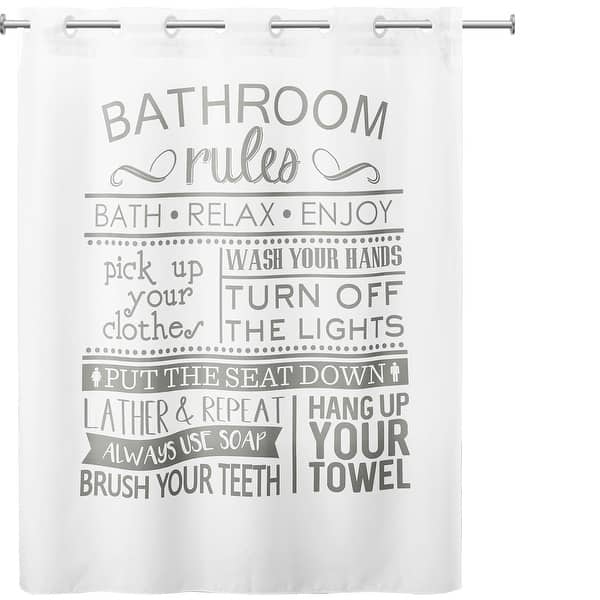 Hookless Shower Curtain Bathroom Rules No Window with Liner Multi