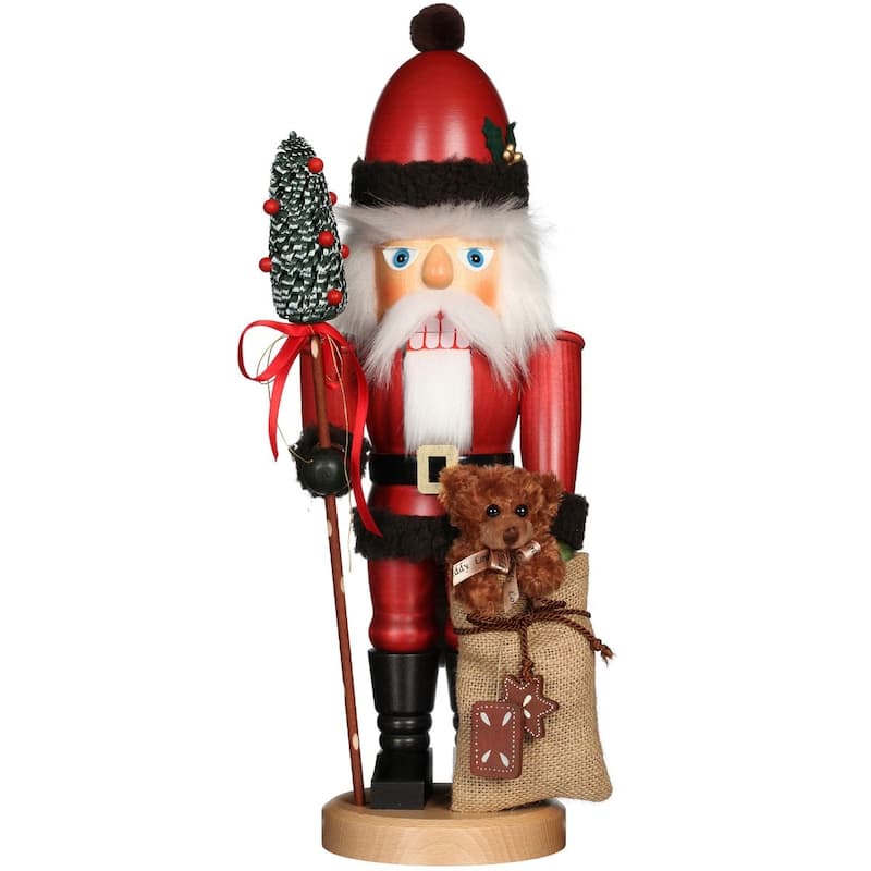 17.75" Red and Black Christian Ulbricht Santa with Teddy Nutcracker Decoration