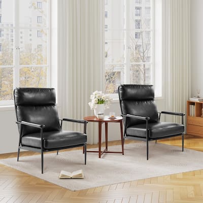Glitzhome Set of 2 33.75"W Leatherette Armchairs With High Back and Padded Arms - 33.75" W x 39.5" H x 28" D