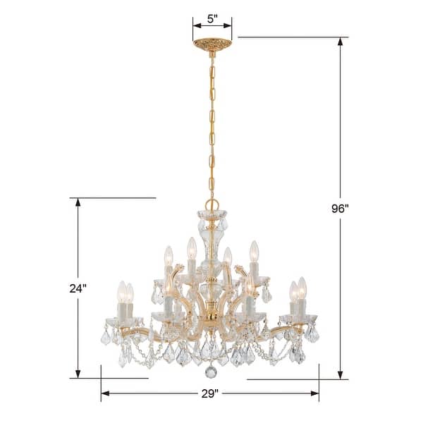 Maria Theresa 12 Light Clear Crystal Chandelier - 29'' W x 25.5'' H