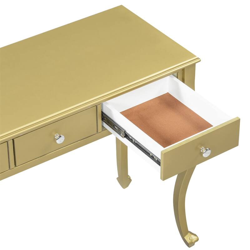 Luxury Makeup Vanity Desk with Oval Mirror,3-Drawer Dressing Table