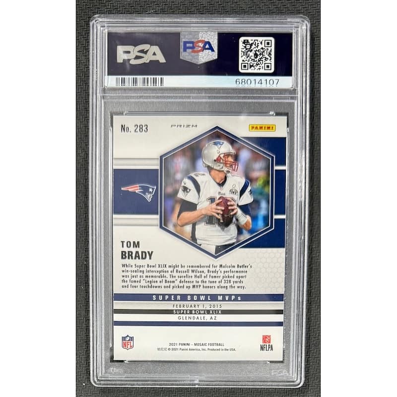 Tom Brady 2021 Panini Mosaic Reactive Blue Football Card #283 Graded PSA 10 - 8' x 11'