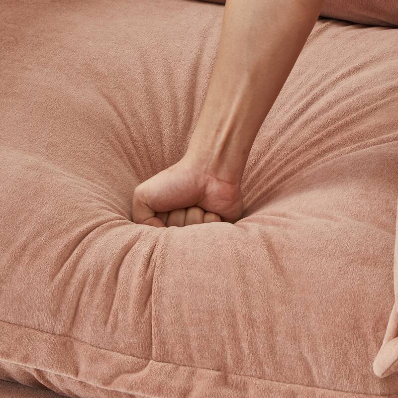 Modern Armchair Sofa 47" Cozy Upholstered Sofa Chair With Movable Ottoman, Wide Seat, Curved Armrests And Soft Pillows