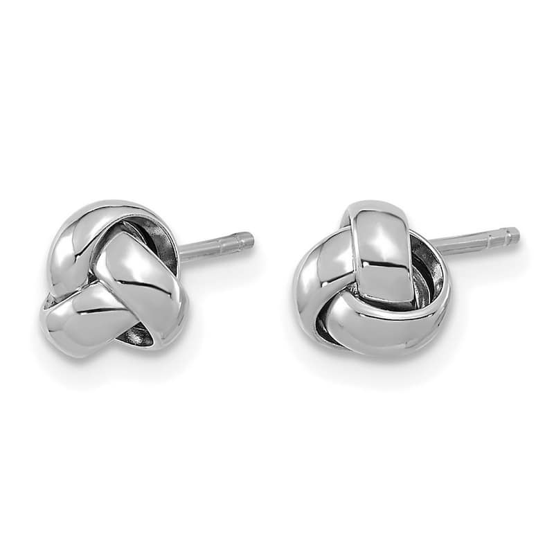 Curata 14k White Gold Polished 6.5mm Love Knot Post Earrings