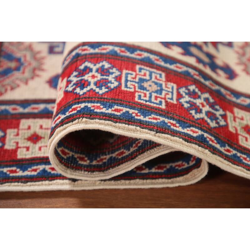 Beige Traditional Kazak Accent Rug Hand-Knotted Wool Carpet - 2'9" x 4'0"