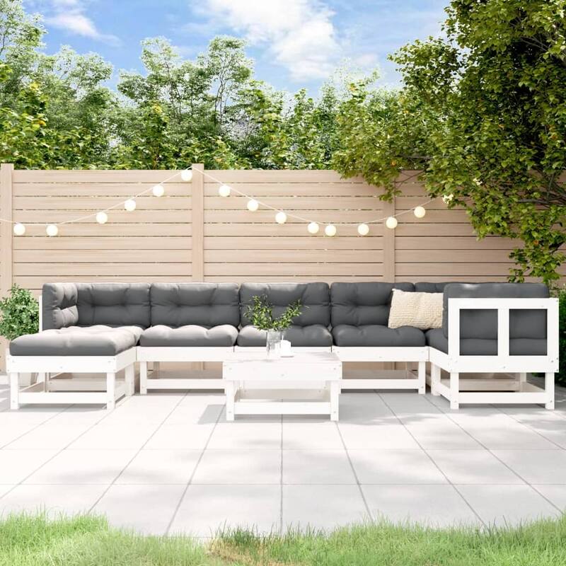 vidaXL 8 Piece Patio Lounge Set with Cushions Solid Wood - 24" x 23.8" x 24.4"