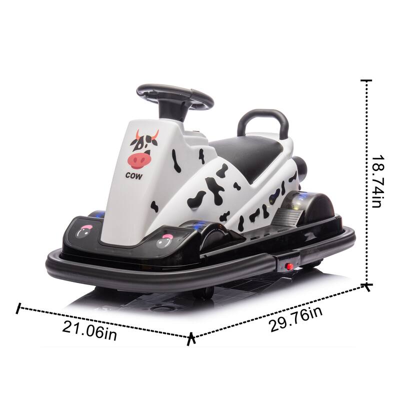 360° Rotating Bumper Car for Kids with LED Wheels and Dual Motors