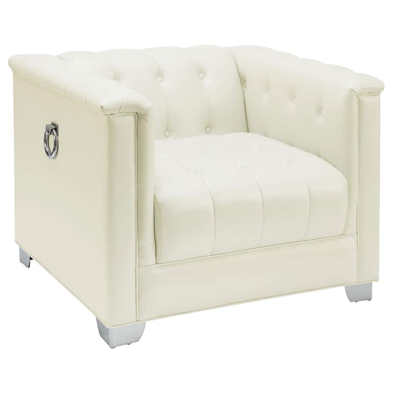 Chaviano Upholstered Track Arm Accent Chair Pearl White - Pearl White