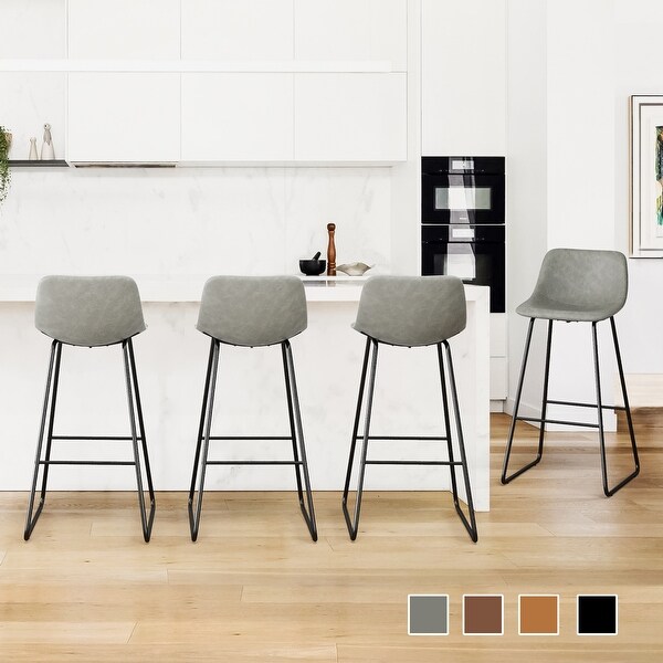 LUE BONA Modern Faux Leather Metal Frame Counter Height Bar