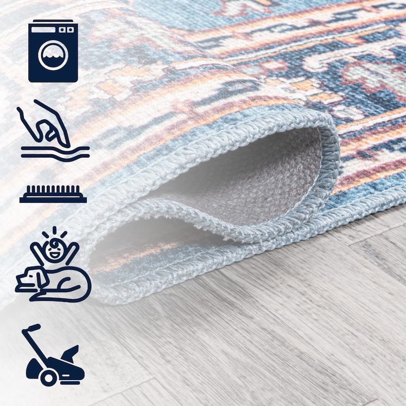 JONATHAN Y Cirali Ornate Large Medallion Machine Washable Area Rug