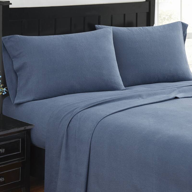 London Fog Solid and Printed Cotton Flannel Sheet Set Collection