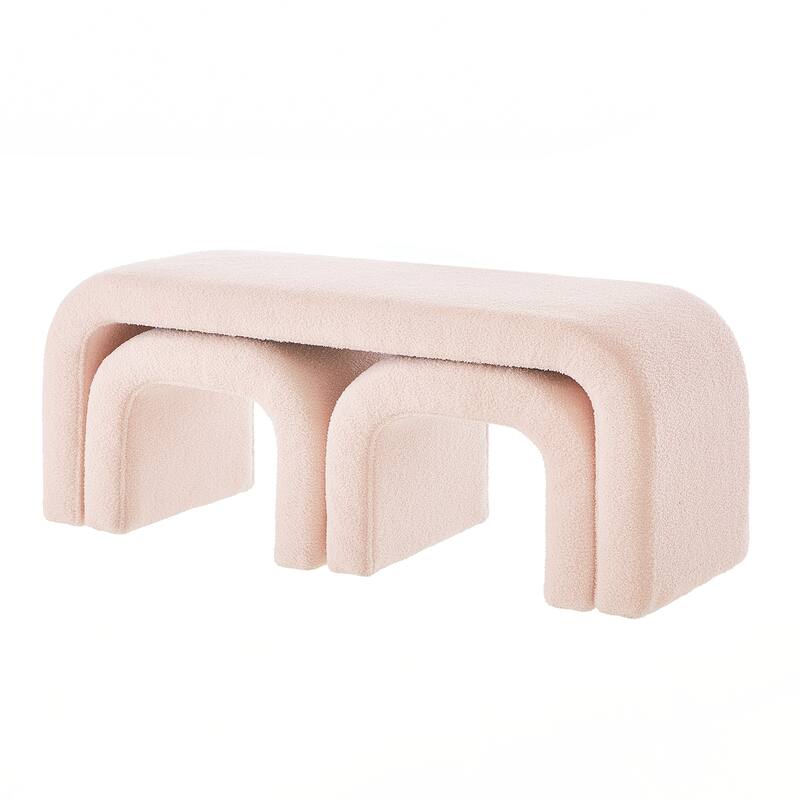 Set of 3 U-Shaped Modern Bench Ottoman Bench for Entryway