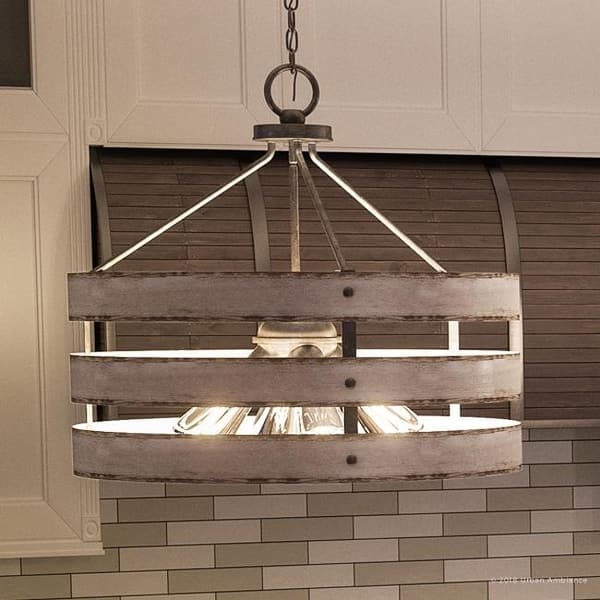 Luxury Modern Farmhouse Pendant Light 18 25 H X 21 625 W With Rustic Style Galvanized Steel Finish By Urban Ambiance Overstock 22812001