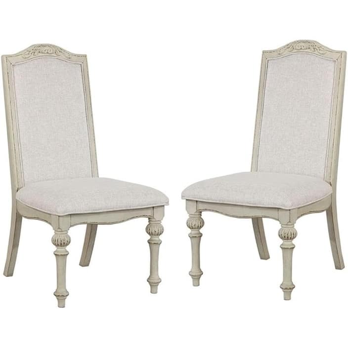 Farmhouse Side Chairs Set Antque White Finish