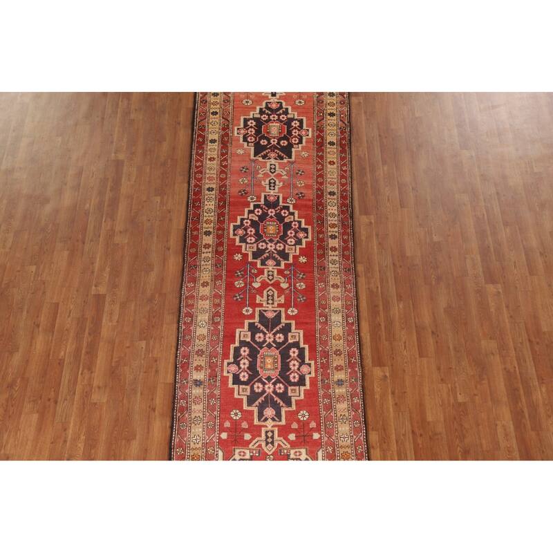 Vegetable Dye Meshkin Persian Runner Rug Hand-knotted Wool Carpet - 3'4"x 10'7"
