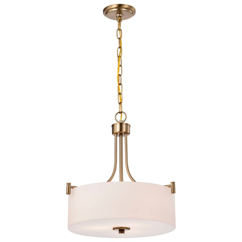 Liam 3 Light Pendant Burnished Brass White Opal Glass - Burnished Brass