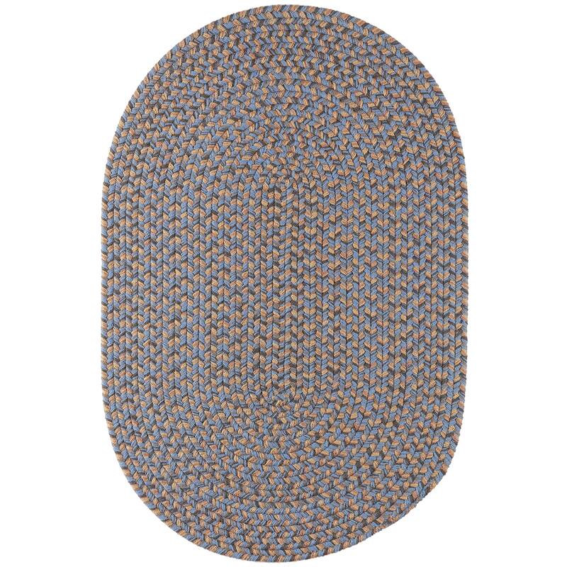 Rhody Rug Lexington Tweed Indoor/Outdoor Braided Rug - 8 ft x 11 ft - Denim Blue