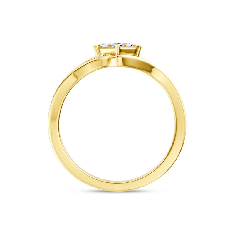 1/10ct TDW Diamond Bypass Engagement Ring in 10K Yellow Gold for Women