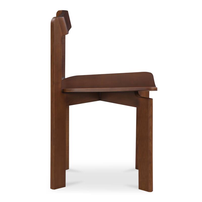 NADAAL STUDIOS Elowar Dining Chair, Solid Kiln-Dried White Ash Frame with Veneer Seat, Walnut Stained Ash - Set of 2