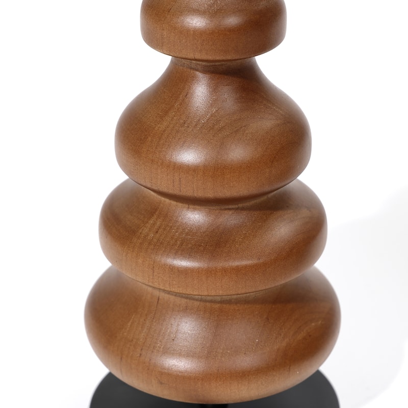 2-Piece Birch Wood with Metal Pillar Candle Holder Set