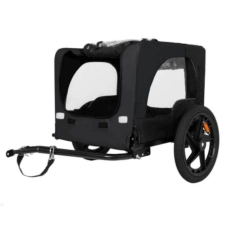 Outdoor Heavy Duty Collapsible Pet Bike Trailer with 16-Inch All-Terrain Wheels & Universal Hitch, Foldable Carrier Cart