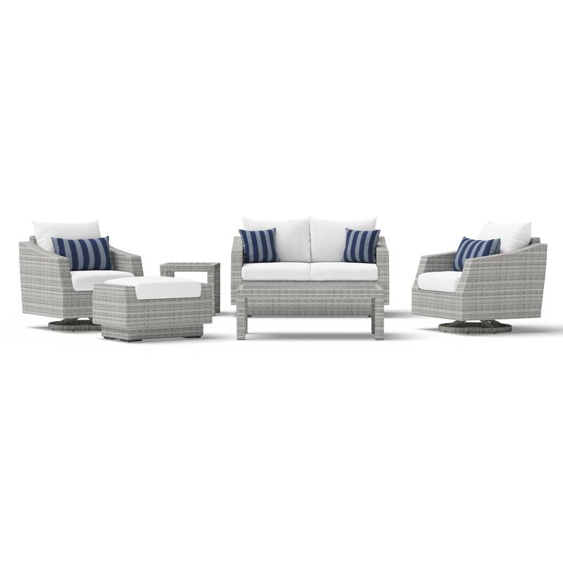 Cannes 6 Piece Sunbrella Outdoor Patio Love & Motion Club Seating Set
