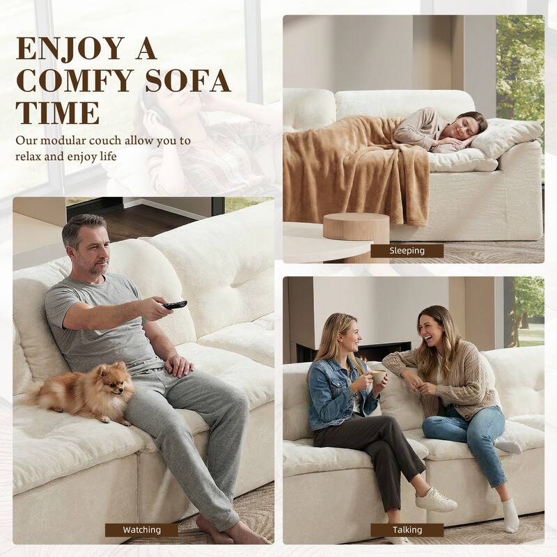 Rossetta Modular Design Cushioned Modular Chenille Fabric Sleeper Loveseat Sofa