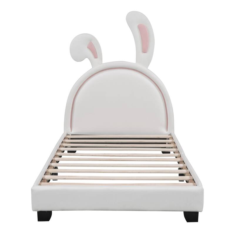 Upholstered faux leather platform bed