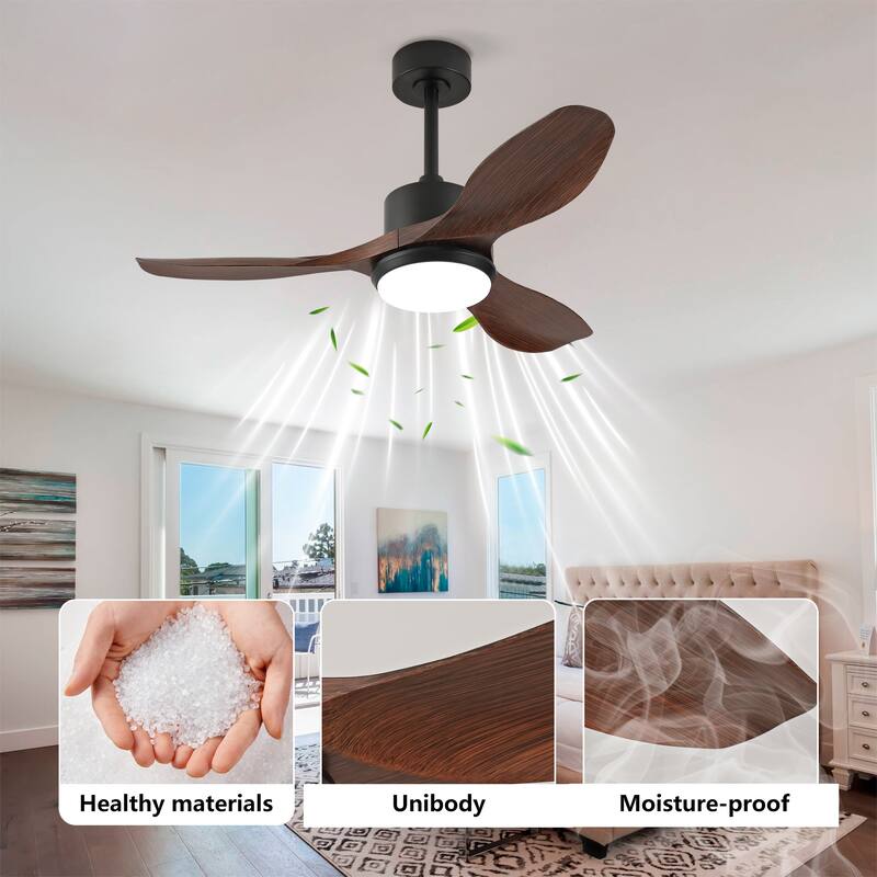42" Ceiling Fan w/ Light 3 ABS Blades Remote Control Reversible DC Motor