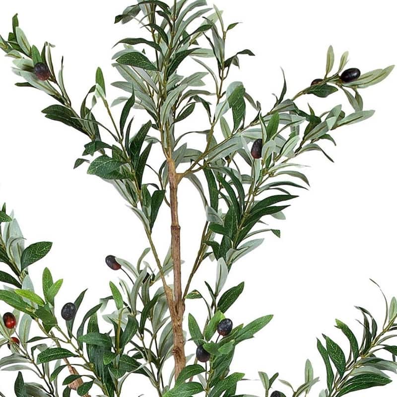 HomeRoots 84" Green Olive Artificial Tree in a Black Pot - 26.00 in. x 84.00 in. x 26.00 in.