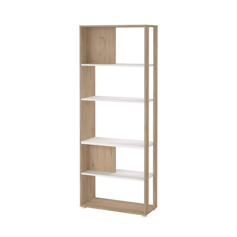 Carson Carrington Sign 5 Shelf Bookcase / Room Divider - Jackson Hickory/White