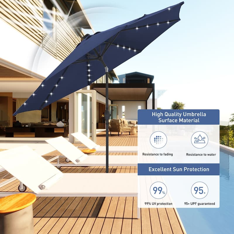 Autlaycil 10FT Solar Power LED Lights Patio Umbrella
