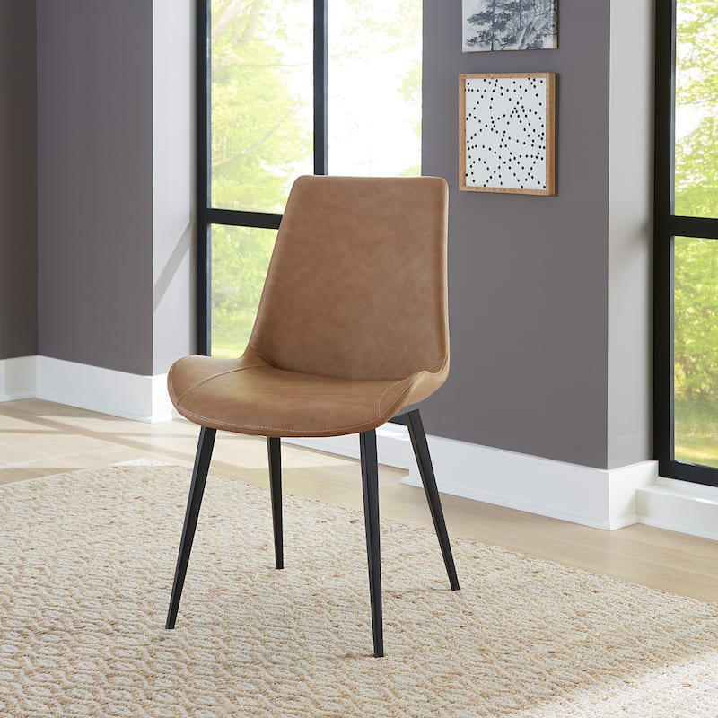 Nicoya Upholstered Dining Chair in Buckskin Synthetic Leather and Black - 34" x 36.1" x 23"