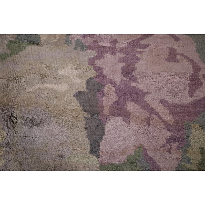 Handmade Gray Abstract Indian Area Rug Oriental Wool & Silk Carpet - 5'5"x 8'4"