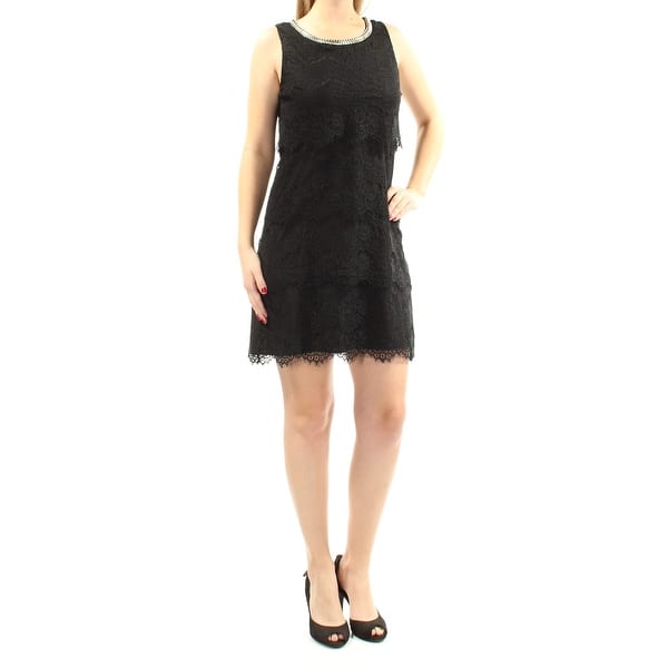 Shop Jessica Simpson Womens Black Lace Sleeveless Jewel Neck Above