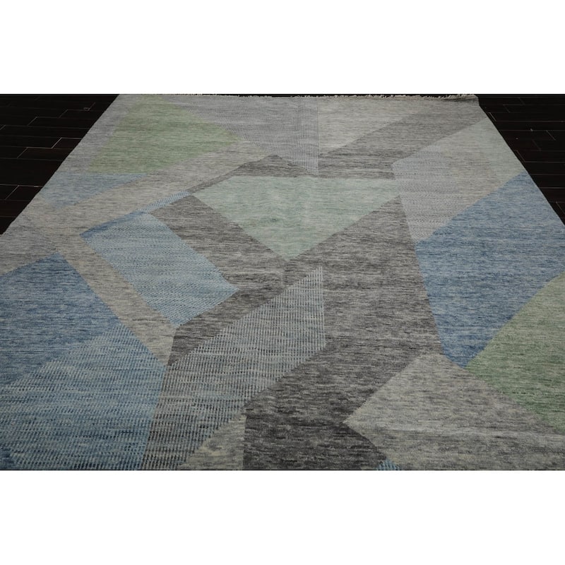 Hand Knotted Gray Tibetan Wool Modern &Contemporary Oriental Area Rug - 9' x 12'