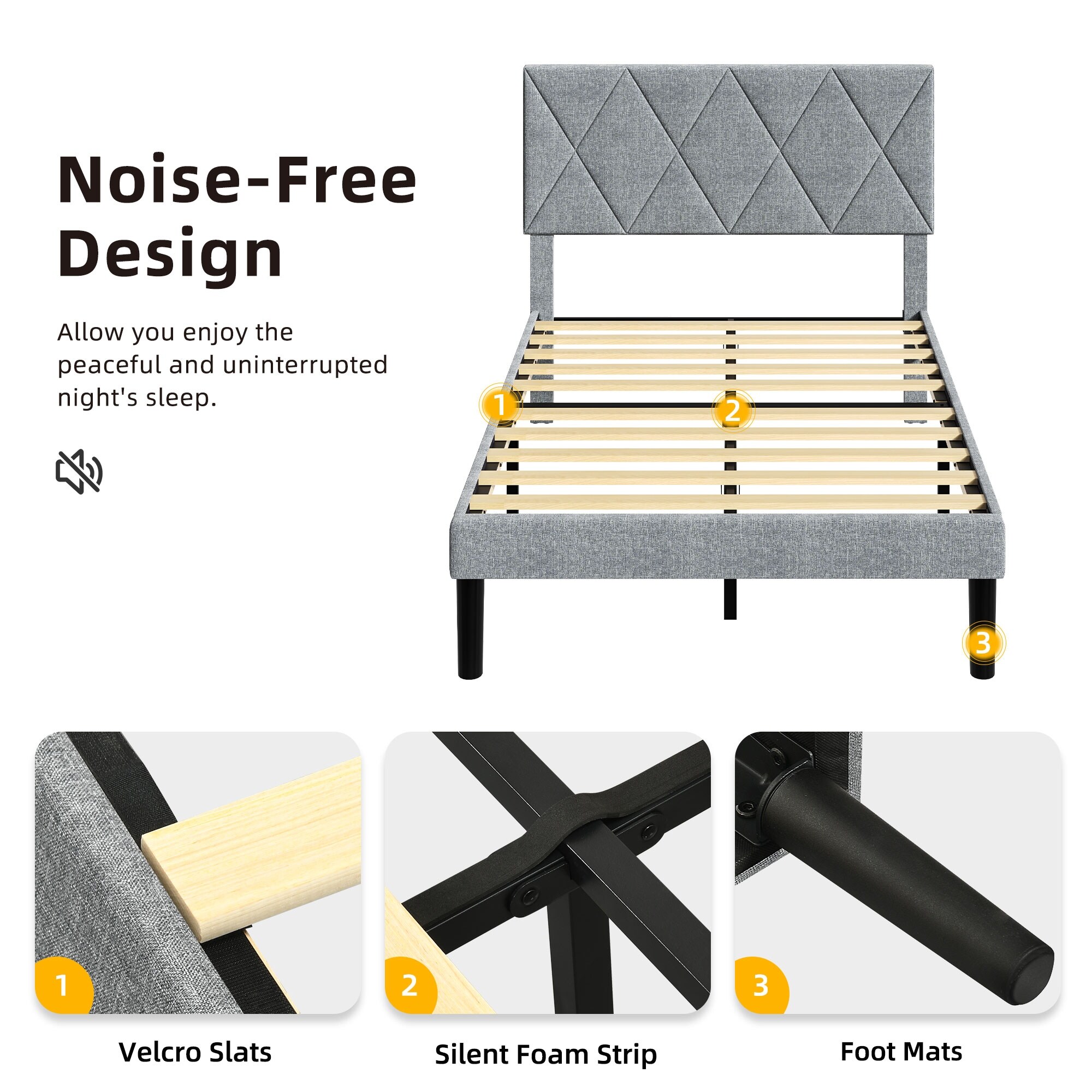 Silent platform sales bed frame