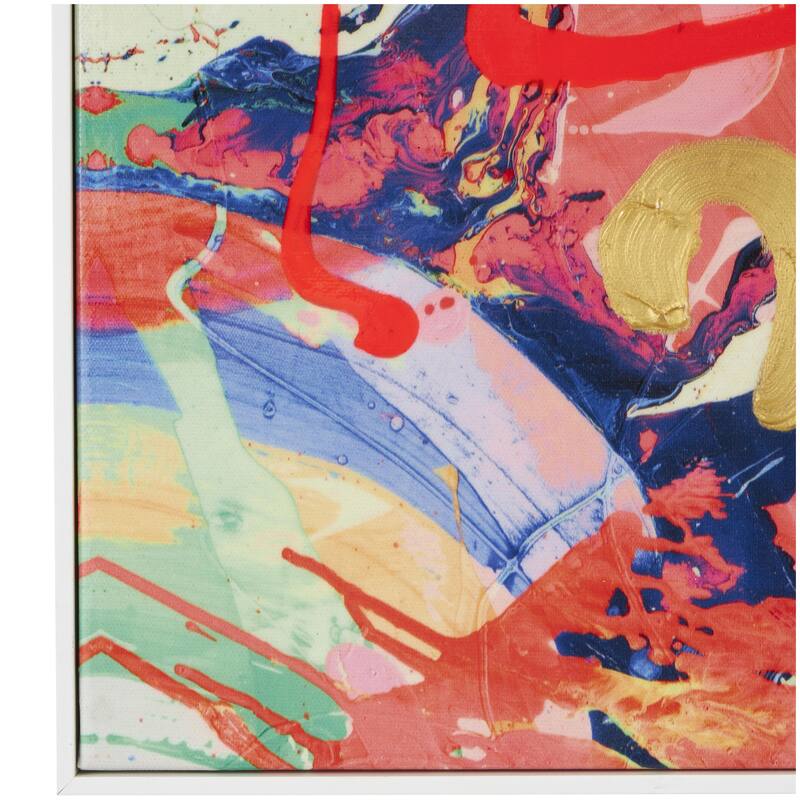 Canvas Abstract Paint Splatter Wall Art with White Frame - Multi Colored - CosmoLiving by Cosmopolitan
