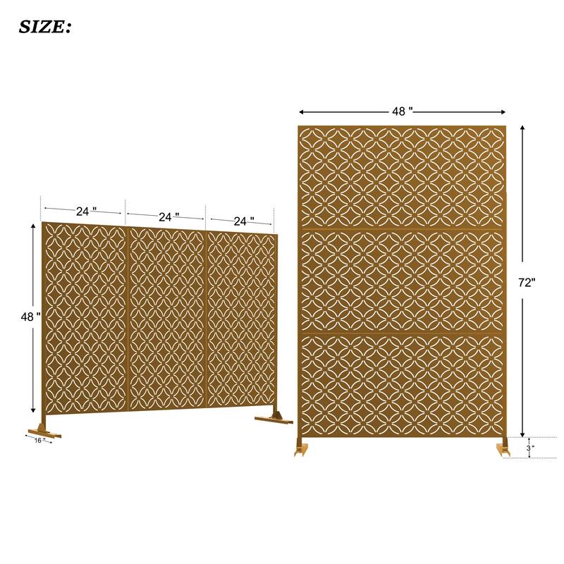 Metal Privacy Screen Wall Decoration Free Standing-6.3 ft. H X 4 ft. W