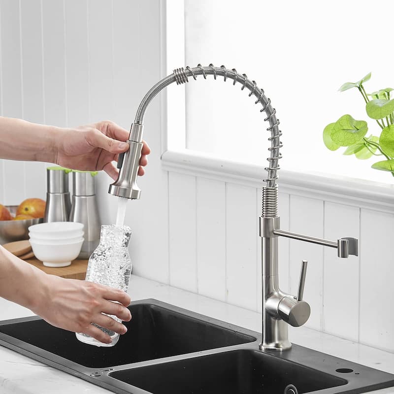 Commercial Kitchen Sink Faucet With Pull Down Sprayer Kitchen Faucets Single Handle Spring High Arc Mixer Faucets With Valve