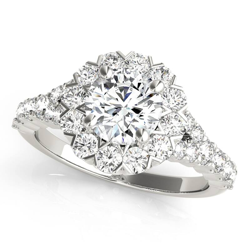 Auriya 14k White Gold Lab Grown Round Diamond Halo Engagement Ring 0.50 to 5.00 ct. tw. (F-G VS) - 1.25 ct. center - 4