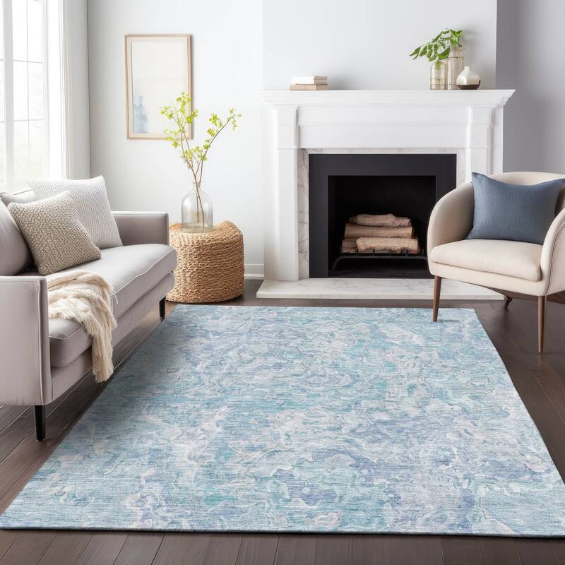 Machine Washable Indoor/ Outdoor Chantille Abstract Modern Rug