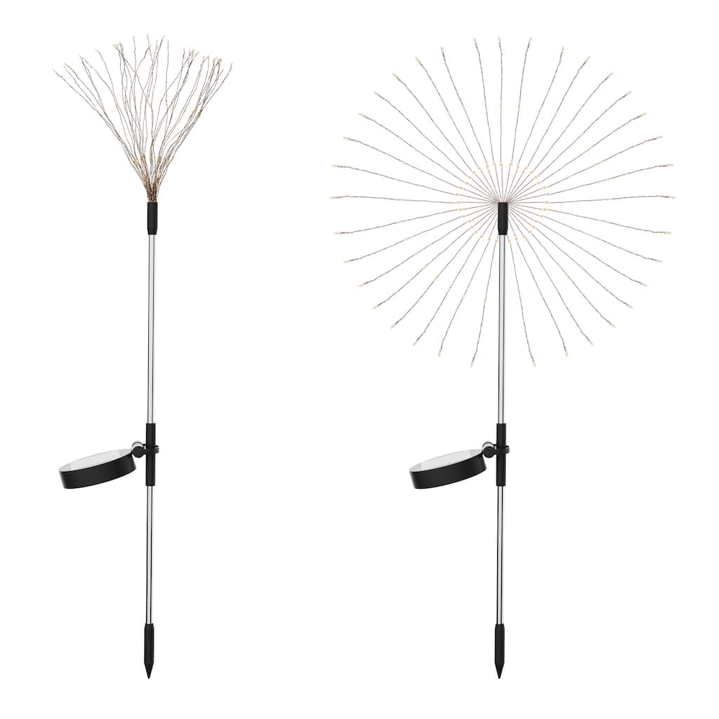 Solar Garden Lights 2 Pack Solar Firework Lights 20 LED Powered 40 Copper Wires String Path Light in Warm White - 27.55 in.