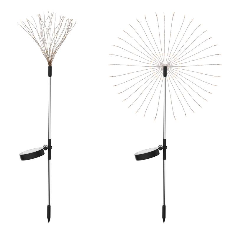 Solar Garden Lights 2 Pack Solar Firework Lights 20 LED Powered 40 Copper Wires String Path Light in Warm White - 27.55 in.