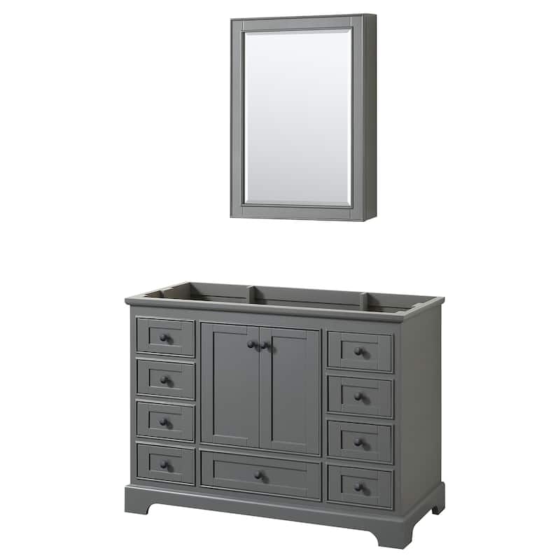 Deborah 48-inch Single Bathroom Vanity, Medicine Cabinet - Dark Gray, Black Trim, No Top