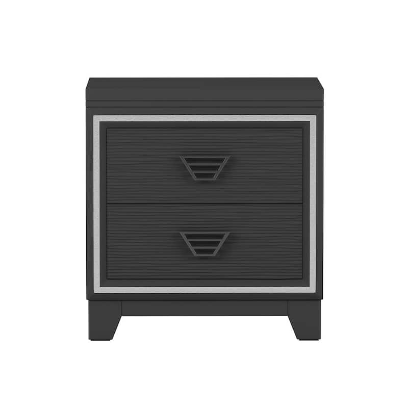 Elegant Nightstand with Metal Handle and Sparkling Shiny Decoration