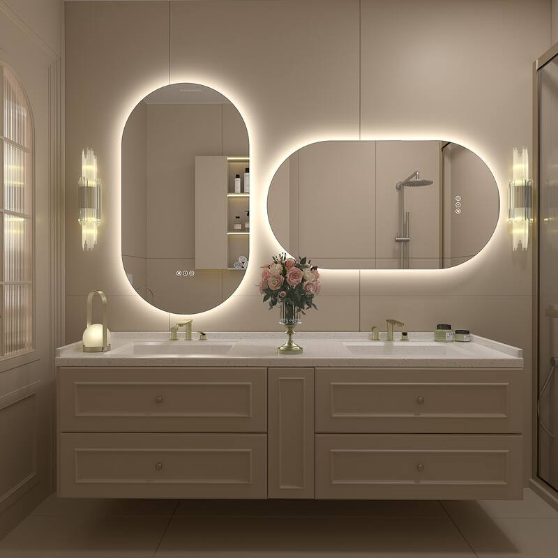 UL Certified Oval LED Lighted Anti-fog Wall Bathroom Vanity Mirror